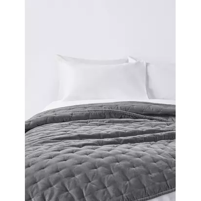 John Lewis Cotton Velvet Quilt Steel | 220x220cm