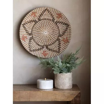 Gallery Direct Woven Seagrass Star Wall Hanging, Natural/Peach Natural Peach | Dia.42 x D8cm
