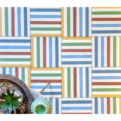Pinstripes Rainbow Tile Indoor & Outdoor Tiles 20cm x 20cm