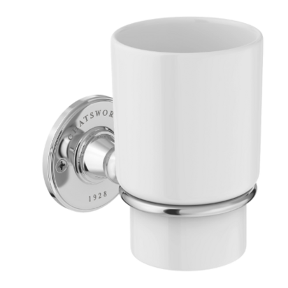 Chatsworth 1928 Wall Mounted Ceramic Toothbrush Holder - Chrome