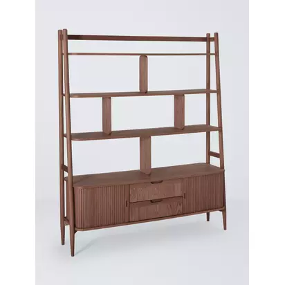 John Lewis Grayson Wide Shelving Unit Walnut | H180.0 x W146.4 x D40.0 cm