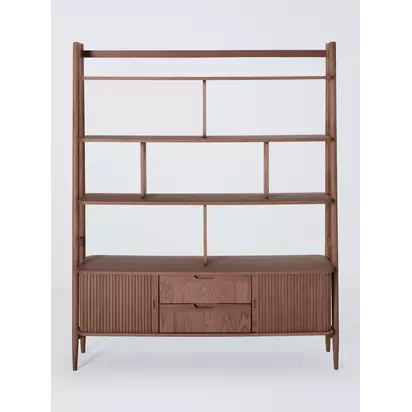 John Lewis Grayson Wide Shelving Unit Walnut | H180.0 x W146.4 x D40.0 cm