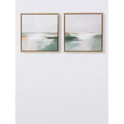 John Lewis 'Lakes' Framed Canvas Print, Set of 2, 30 x 30cm, Green Green | 30 x 30 x 3.5cm