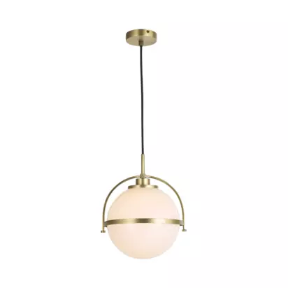 John Lewis Contour Single Glass Globe Pendant Ceiling Light, Opal White Opal Glass | H28.5 x W23.5 x D20cm