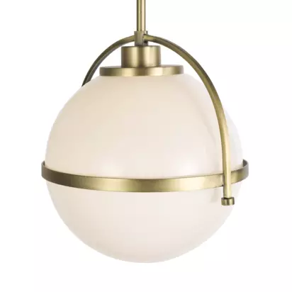 John Lewis Contour Single Glass Globe Pendant Ceiling Light, Opal White Opal Glass | H28.5 x W23.5 x D20cm