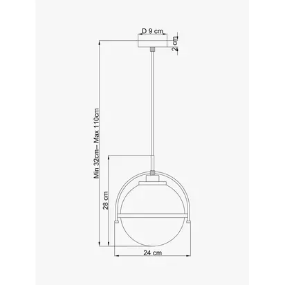 John Lewis Contour Single Glass Globe Pendant Ceiling Light, Opal White Opal Glass | H28.5 x W23.5 x D20cm