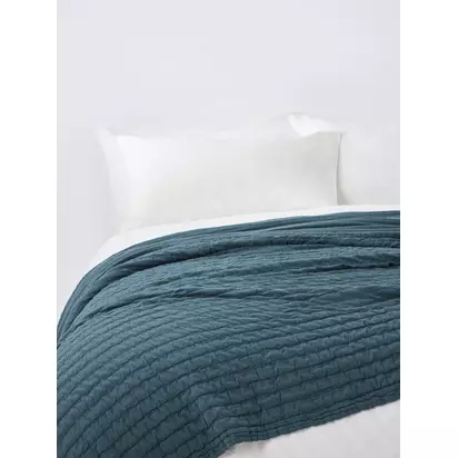 John Lewis Ruched Bedspread Loch Blue | 250 x 260cm