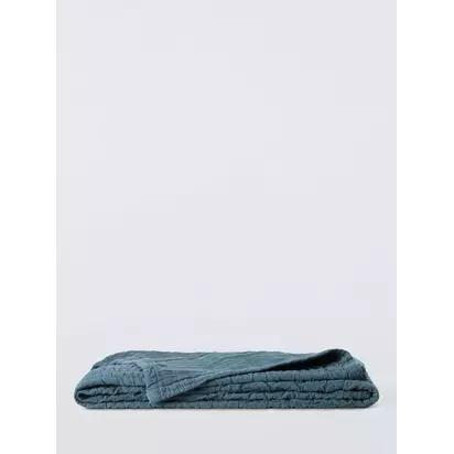 John Lewis Ruched Bedspread Loch Blue | 250 x 260cm