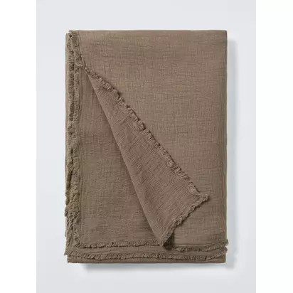 John Lewis Washed Cotton Bedspread Cocoa | 250 x 260cm