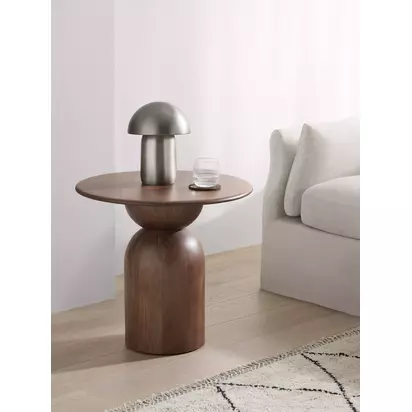 John Lewis Adina Round Side Table, Walnut Walnut | H50xW55xD55cm