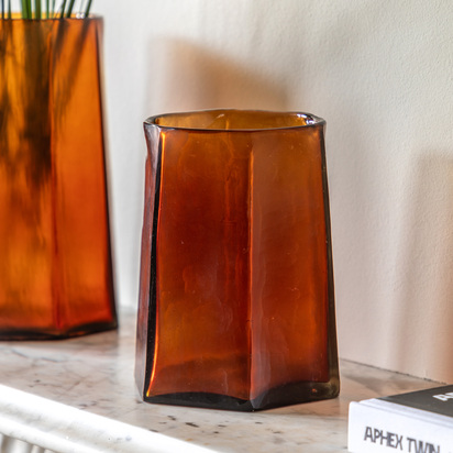 Studio Organic Faceted Hurricane Amber H200mm  - Small