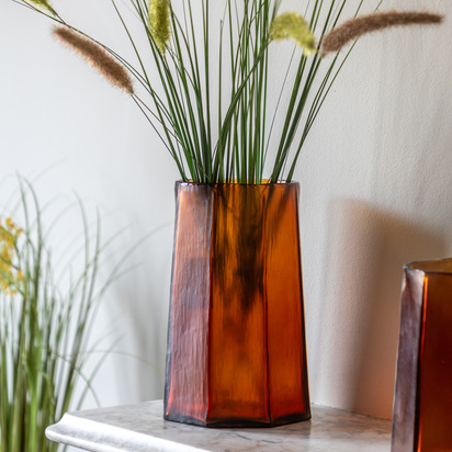 Studio Organic Faceted Hurricane Amber H260mm  - Large
