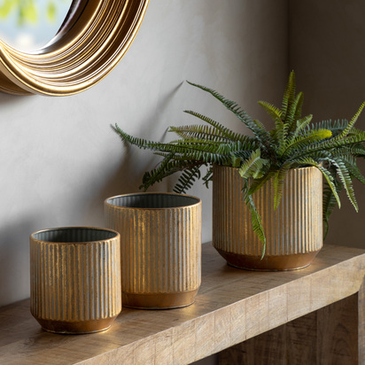 Studio Evie Planter (Set of 3) Verdigris/Bronze 235x225mm  - Small