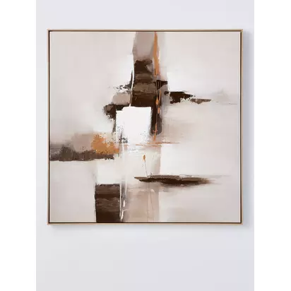 John Lewis 'Modern Luxe' Abstract Framed Canvas Print, 100 x 100cm, Mocha Mousse Mocha Mousse | 100 x 100 x 3.5cm