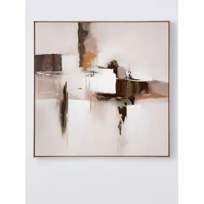 John Lewis 'Modern Luxe' Abstract Framed Canvas Print, 100 x 100cm, Mocha Mousse Mocha Mousse | 100 x 100 x 3.5cm