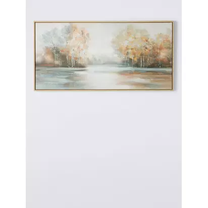 John Lewis 'Trees on the Lake' Framed Canvas Print, 50 x 100cm Multi | 50 x 100 x 3.5cm