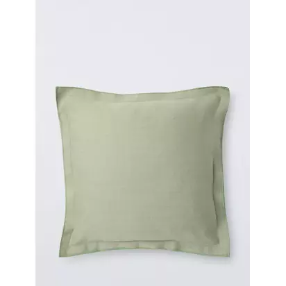 John Lewis Double Oxford Linen Cushion Sage | 50 x 50cm
