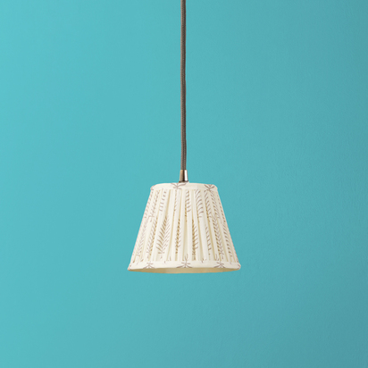 18cm Straight Empire Pendant shade in Grey Ferns Block Printed Cotton