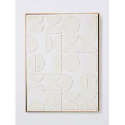John Lewis 'Textured Circle Shapes' Framed Canvas Print, 80 x 60cm, Beige Beige | 80 x 60 x 3.5cm