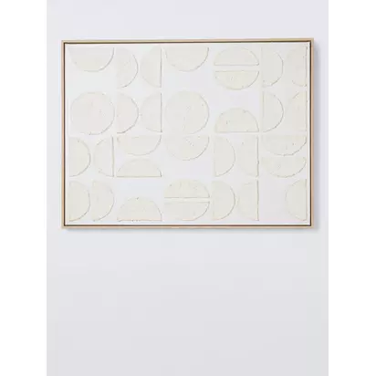 John Lewis 'Textured Circle Shapes' Framed Canvas Print, 80 x 60cm, Beige Beige | 80 x 60 x 3.5cm
