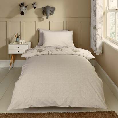 Sketched Animal 100% Cotton Duvet Cover & Pillowcase Set