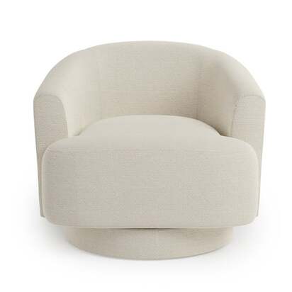 Carmen Curved Ivory Chunky Chenille Swivel Chair
