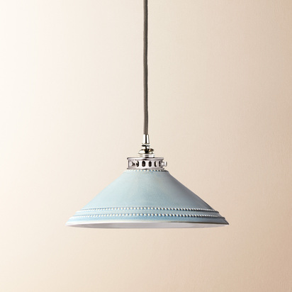 Ted ceramic shade in pale blue with stone interior