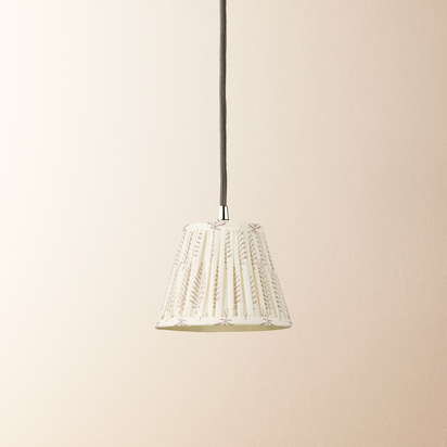 18cm Straight Empire Pendant shade in Grey Ferns Block Printed Cotton