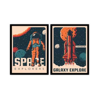 Set of 2 Space Explorers Framed Prints