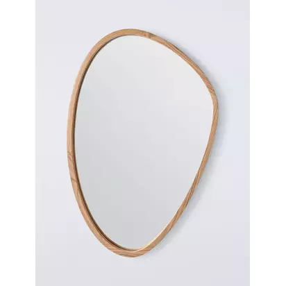John Lewis Abstract Slim Oak Wood Frame Wall Mirror, 90 x 60cm, Natural Natural Oak | 90 x 60 x 3.7cm