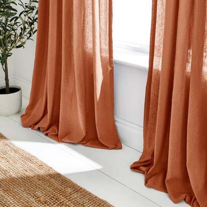 Cotton Linen Slot Top Voile Curtains