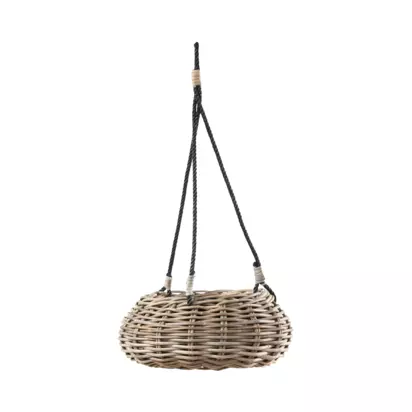 Pacific Kubu Rattan Indoor/Outdoor Hanging Basket Planter, Grey Grey | H70 x W30 x D30cm