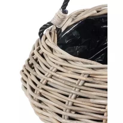 Pacific Kubu Rattan Indoor/Outdoor Hanging Basket Planter, Grey Grey | H70 x W30 x D30cm