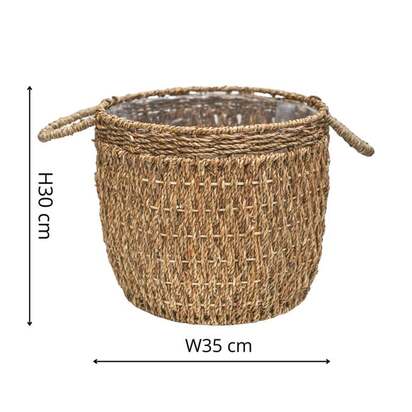 Seagrass Linen Basket Plant Pot
