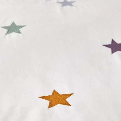 Embroidered Stars 100% Cotton Single Duvet Cover & Pillowcase Set