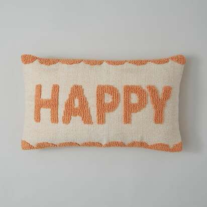 Happy Bright Slogan Cushion Coral