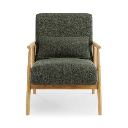 Alpine Boucle Spindle Wooden Arm Accent Chair