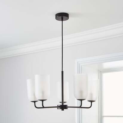 Palazzo Frosted 5 Light Semi Flush Ceiling Light