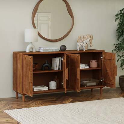 Khari 4 Door Large Sideboard, Mango Wood