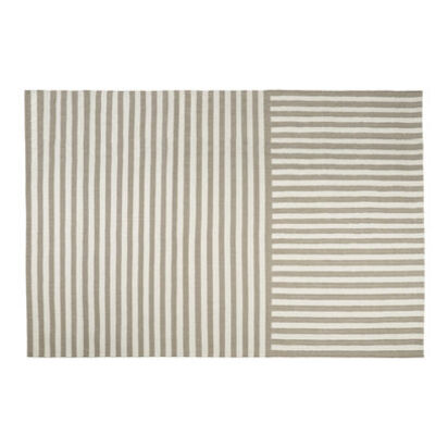 Loaf 170cm x 240cm Double Stripey Wool Rug in Taupe Wool