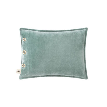 Loaf 30cm x 40cm Easy Buttons Velvet Cushion in Light Teal