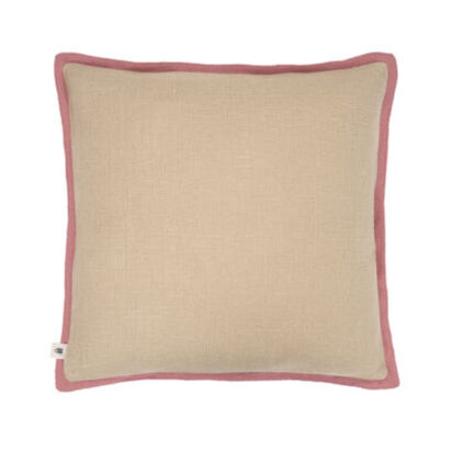 Loaf 43 X 43cm Bordy Edge Natural Linen Cushion in Pink