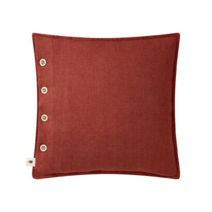 Loaf 43cm x 43cm Easy Buttons Linen Cushion Scatter in Dark Terracotta Easy Squish Velvet