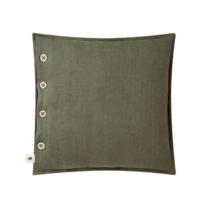 Loaf 43cm x 43cm Easy Buttons Linen Cushion in Green