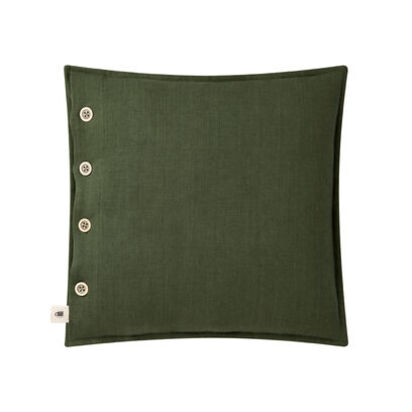Loaf 43cm x 43cm Easy Buttons Linen Cushion Scatter cushions in Moss Green Linen