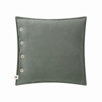 Loaf 43cm x 43cm Easy Buttons Velvet Cushion Scatter cushions in Green Wool Texture Cushion