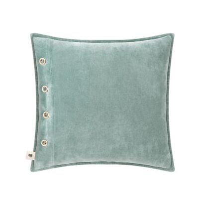 Loaf 43 X 43cm Easy Buttons Velvet Cushions in Light Teal