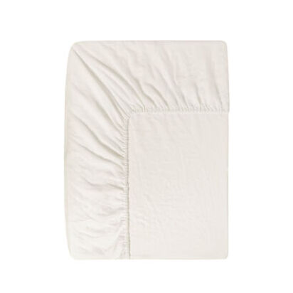 Loaf King Lazy Linen Fitted Sheet in Oat Milk | Cotton Bedding | Medium