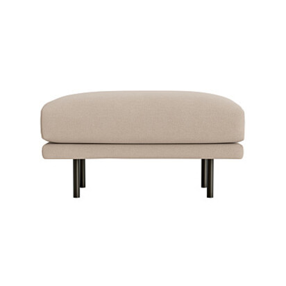 Loaf Rectangle Jeffers Footstool in Neutral Slubby Cotton - Oatcake
