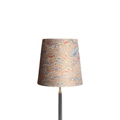 25cm tall tapered shade in hand marbled paper in golden piave